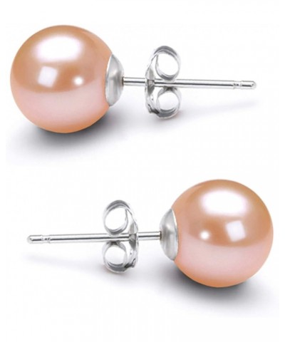 Pink Cultured Pearl Earrings Stud AAA 5-10mm Freshwater Cultured Pearls Earrings Gold Plated Settings - 6.0 Millimeters 925 s...