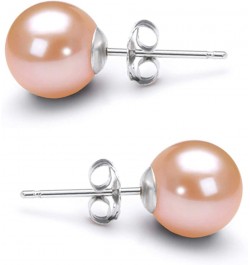 Pink Cultured Pearl Earrings Stud AAA 5-10mm Freshwater Cultured Pearls Earrings Gold Plated Settings - 6.0 Millimeters 925 s...