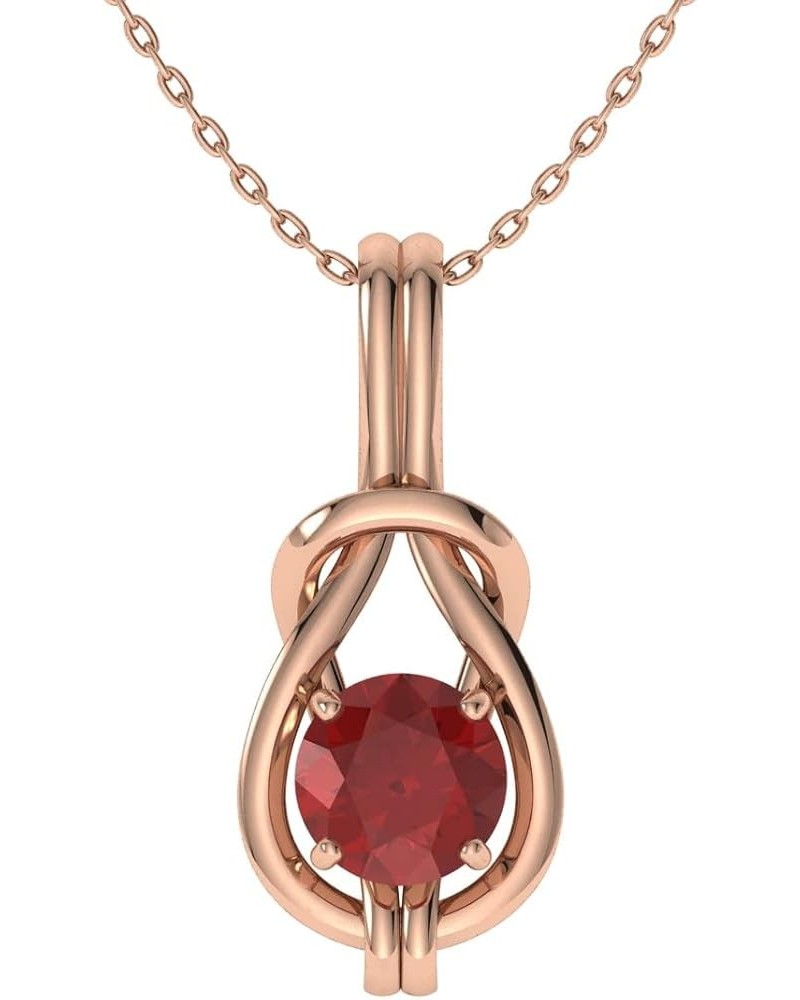 Natural and Certified Gemstone Infinity Knot Solitaire Necklace in 14k Solid Gold | 6 MM Pendant with 18 Inch Chain 14K Rose ...