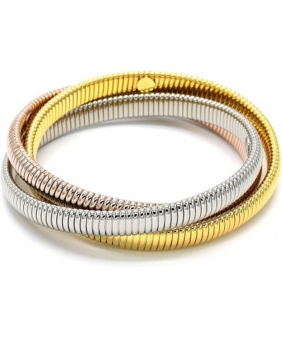 MARSHAL METAL Fashion Bracelet Omega Chain Brass Stretch Triple Cobra Bracelet (7mm x3) 3B7T $11.59 Bracelets