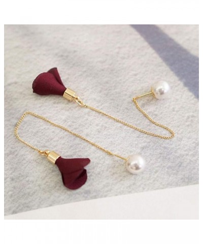 Women Flower Drop Faux Pearl Dangle Long Chain Earrings Clothing Accessories, Valentines Costume Jewelry Gift for Women Girls...