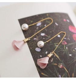 Women Flower Drop Faux Pearl Dangle Long Chain Earrings Clothing Accessories, Valentines Costume Jewelry Gift for Women Girls...