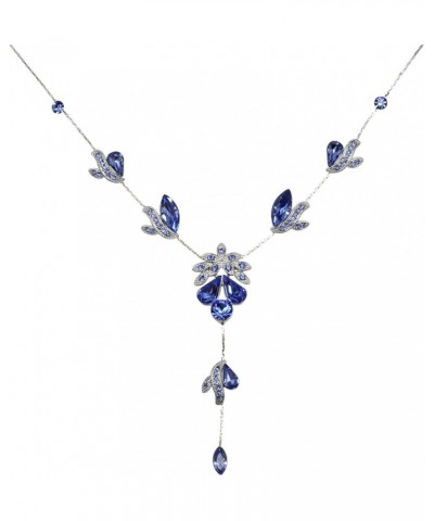 Gorgeous Rhinestone Floral Crystal Necklace Earrings Set Blue $20.40 Earrings