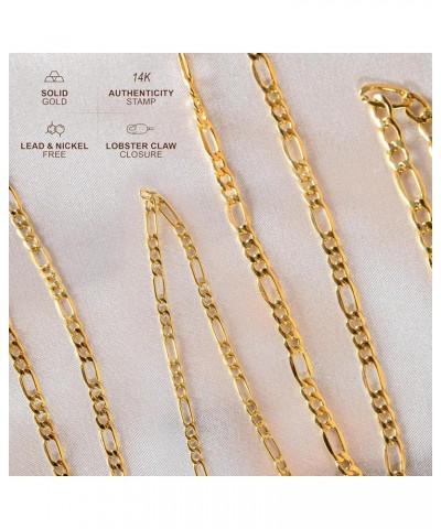 14K Yellow Gold 2.5mm, 3.5mm, 4.5mm, or 5.5mm Figaro Link Chain Necklace- Made in Italy- Multiple Lengths Available 18 2.5MM ...