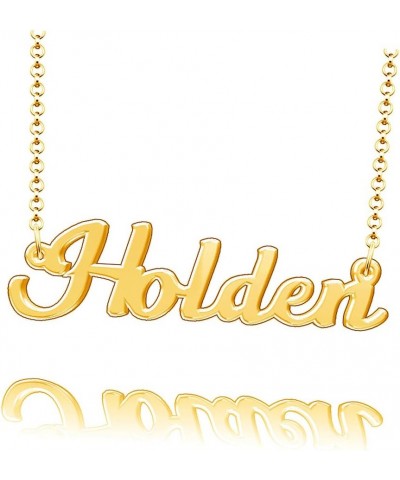 Customized Holden Name Necklace Stainless Steel Plated Custom Made of Last Name Gift for Family Font9-Gold $8.79 Necklaces