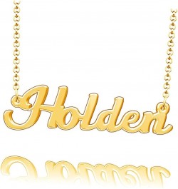 Customized Holden Name Necklace Stainless Steel Plated Custom Made of Last Name Gift for Family Font9-Gold $8.79 Necklaces