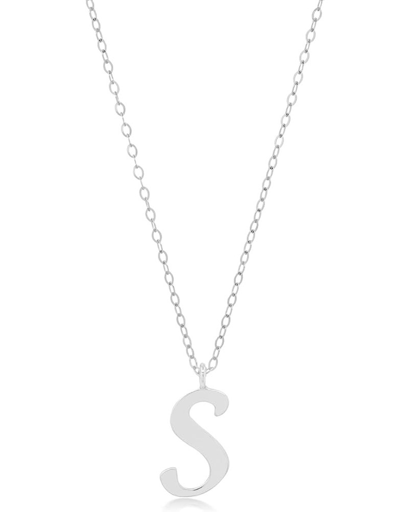 10k Solid White or Yellow Gold Dainty Script Initial Extendable Necklace, 16+2 inches 10k White Gold / Letter S $44.72 Necklaces