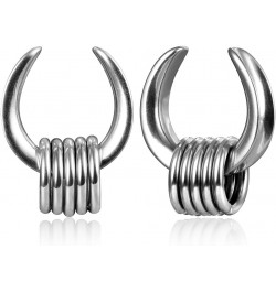 1 Pair saddle Gauges with 10pcs rings Ear Tunnels Plugs 316 Stainless Steel Ear Gauges Weight Saddle Plugs Hypoallergenic exp...