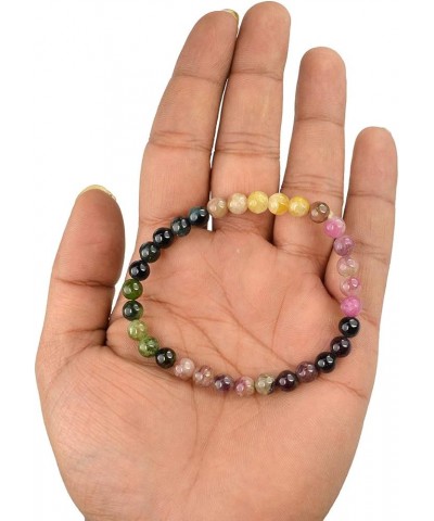 Natural Crystal Stone Bracelet 6 mm Stone Bracelet for Reiki Healing and Crystal Healing Stones Multi Tourmaline $12.22 Brace...