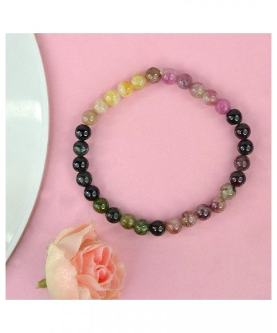 Natural Crystal Stone Bracelet 6 mm Stone Bracelet for Reiki Healing and Crystal Healing Stones Multi Tourmaline $12.22 Brace...