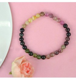 Natural Crystal Stone Bracelet 6 mm Stone Bracelet for Reiki Healing and Crystal Healing Stones Multi Tourmaline $12.22 Brace...