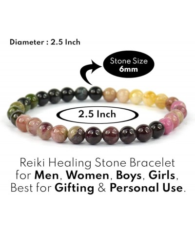 Natural Crystal Stone Bracelet 6 mm Stone Bracelet for Reiki Healing and Crystal Healing Stones Multi Tourmaline $12.22 Brace...