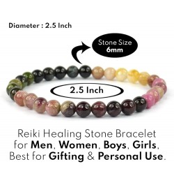 Natural Crystal Stone Bracelet 6 mm Stone Bracelet for Reiki Healing and Crystal Healing Stones Multi Tourmaline $12.22 Brace...