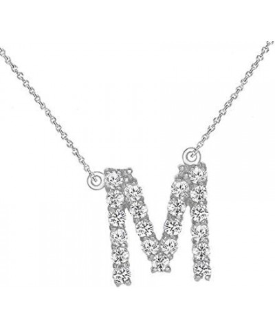 Solid 14k White Gold CZ Personalized Alphabet A-Z Initial Sideways Letter Necklace 18.0 Inches M $63.55 Necklaces