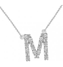 Solid 14k White Gold CZ Personalized Alphabet A-Z Initial Sideways Letter Necklace 18.0 Inches M $63.55 Necklaces