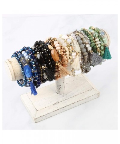 Coin Bead Multi Layer Versatile Statement Bracelets - Stackable Beaded Strand Stretch Bangles Sparkly Crystal, Tassel Charm B...