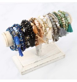 Coin Bead Multi Layer Versatile Statement Bracelets - Stackable Beaded Strand Stretch Bangles Sparkly Crystal, Tassel Charm B...