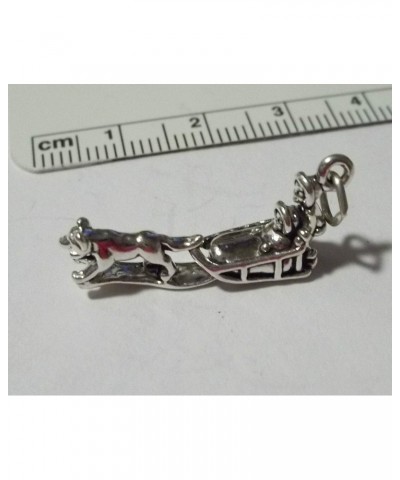 Sterling Silver 3D 28x12x6mm 2 Person riding with Husky Malamute Dog Sled Charm $35.94 Bracelets