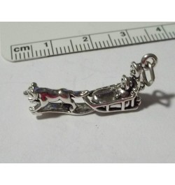 Sterling Silver 3D 28x12x6mm 2 Person riding with Husky Malamute Dog Sled Charm $35.94 Bracelets