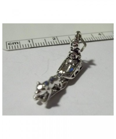 Sterling Silver 3D 28x12x6mm 2 Person riding with Husky Malamute Dog Sled Charm $35.94 Bracelets