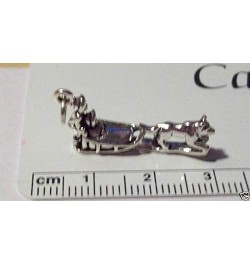 Sterling Silver 3D 28x12x6mm 2 Person riding with Husky Malamute Dog Sled Charm $35.94 Bracelets