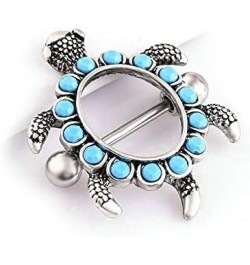 Sea Turtle Nipple Shield - Pair (2pcs) - 14G Straight Barbell silver $10.78 Body Jewelry