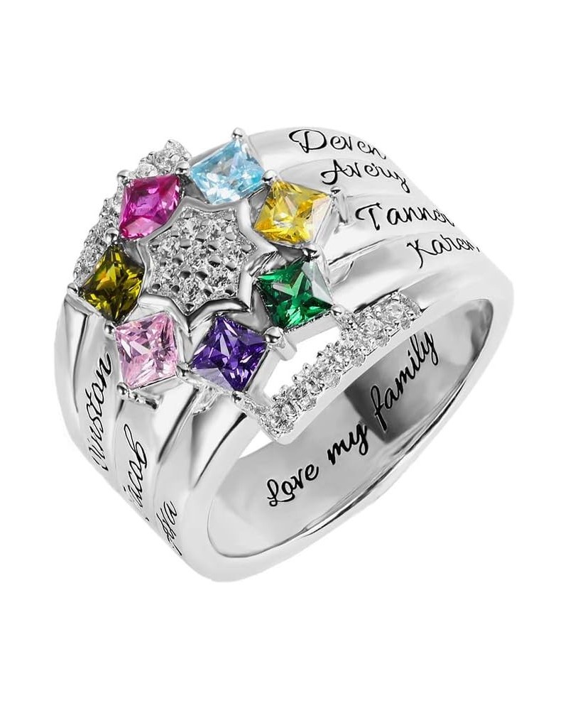 Personalized Birthstone Rings For Women 925 Sterling Silver Custom Name Ring Grandma Mothers Day Birthday Gifts Style 15 $25....