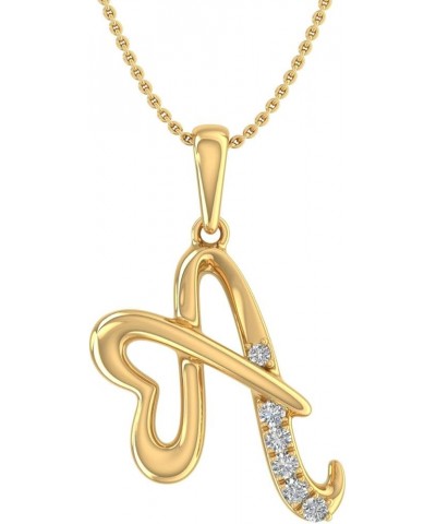 Diamond Initial Letter Pendant Necklace in 14K Yellow Gold (with Silver Chain) (I1-I2 Clarity) A $86.10 Necklaces