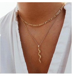 Boho Layered Snake Choker Necklace Gold Snake Pendant Necklace Vintage Serpent Snake Necklace Punk Stereoscopic Snake Animal ...