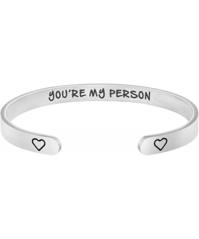 Daughter Mother Bracelets Wide Cuff Bangle Message Engraved Christmas Gifts for Her You are my person $11.38 Bracelets