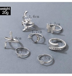 Silver Knuckle Stackable Rings Set for Women Teen Girls, Multiple Stackable Snake Butterfly Heart Flowers Yin Yang Joint Fing...