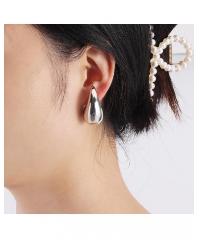 Tear Drop Earrings Jewelry for Women, Trendy Hoop Earring Set Earring Dupes Sliver $5.60 Earrings