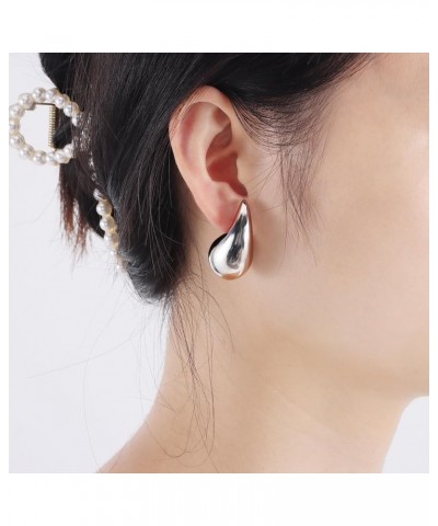 Tear Drop Earrings Jewelry for Women, Trendy Hoop Earring Set Earring Dupes Sliver $5.60 Earrings