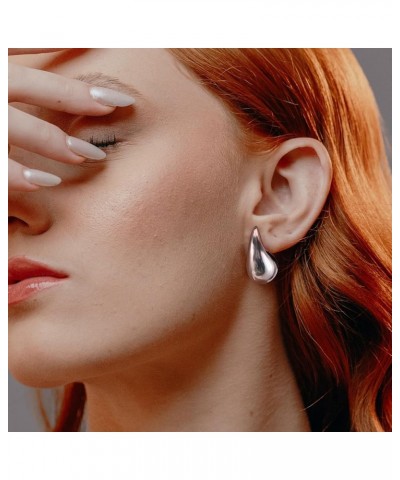 Tear Drop Earrings Jewelry for Women, Trendy Hoop Earring Set Earring Dupes Sliver $5.60 Earrings