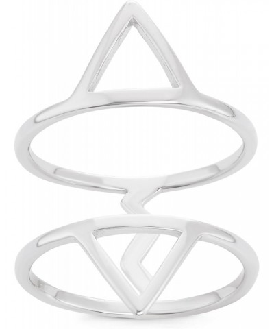 Sterling Silver Double Band with Open Triangles Ring $23.19 Rings