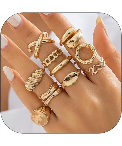 Chunky Gold Rings for Women Adjustable Silver Bold Thick Rings Gold Statement Rings Open Dome Ring Chunky Silver Rings for Wo...