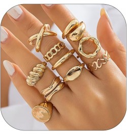 Chunky Gold Rings for Women Adjustable Silver Bold Thick Rings Gold Statement Rings Open Dome Ring Chunky Silver Rings for Wo...