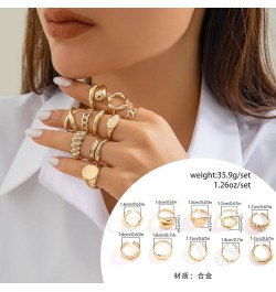 Chunky Gold Rings for Women Adjustable Silver Bold Thick Rings Gold Statement Rings Open Dome Ring Chunky Silver Rings for Wo...