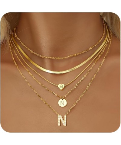 5 Pcs Gold Initial Necklaces Set for Women, 14K Gold Plated Personalized Letter Necklace, Dainty Layered Initial Necklace for...