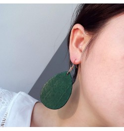 Wood Earrings Natural Wooden Teardrop Earrings Geometric Lightweight Drop Earrings for Women DroGreen $7.59 Earrings