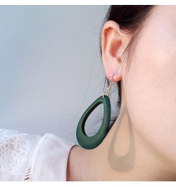 Wood Earrings Natural Wooden Teardrop Earrings Geometric Lightweight Drop Earrings for Women DroGreen $7.59 Earrings