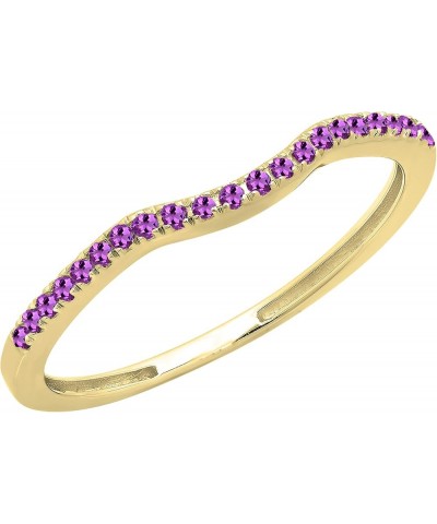 1.10mm Round Amethyst Contour Stackable Wedding Ring Band for Women in 10K Gold 6.5 Yellow Gold $79.00 Rings