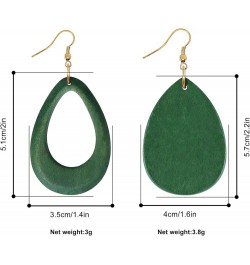 Wood Earrings Natural Wooden Teardrop Earrings Geometric Lightweight Drop Earrings for Women DroGreen $7.59 Earrings