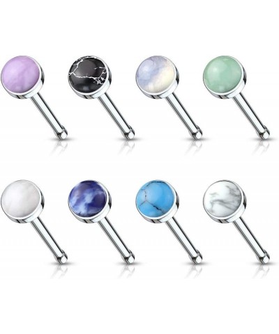 Set of 8 Semi Precious Stone Set Nose Bone Studs $7.68 Body Jewelry