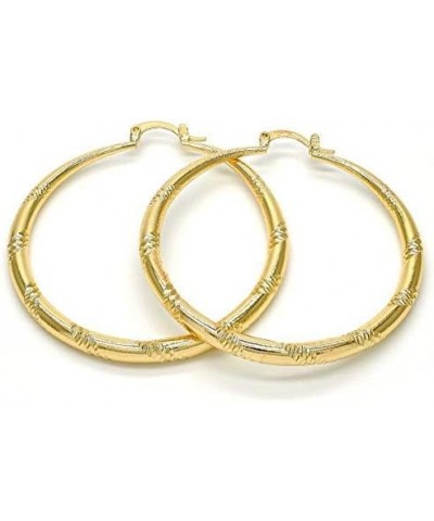 Women's Medium Real 14K Gold Plated Round Hoop Earrings Hollow Design (50mm) $10.61 Earrings