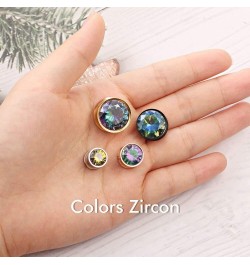 2 Pairs Selling Ear Tunnels Plugs with Stone Gauges Stainless Steel Gauge Earrings Piercing Jewelry for Women Mens 08mm-0g Bl...