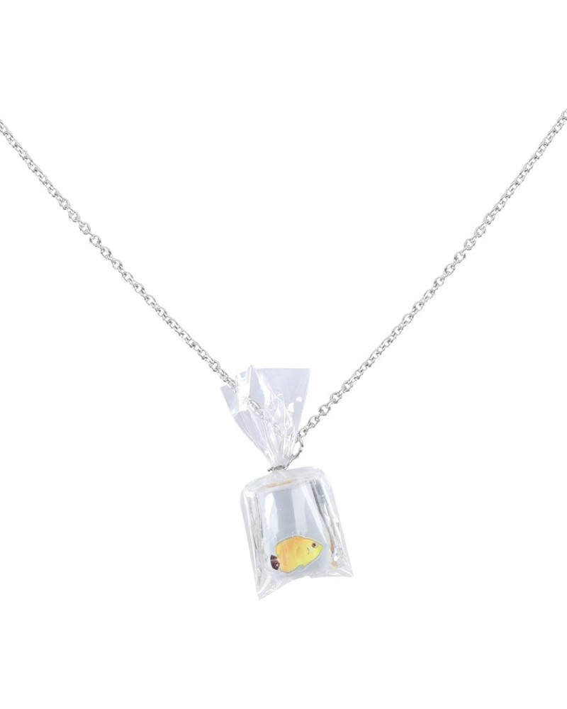 Adorrable Necklace Resin Goldfish Fish Water Bag Necklace Funny Fish in Water Bag Pendant Necklace for Women Kids Yellow b $7...