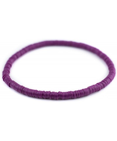 Boho Stretch Bracelet, Black - Stackable African Vinyl Heishi, Unisex for Men & Women Plum Purple $7.70 Bracelets