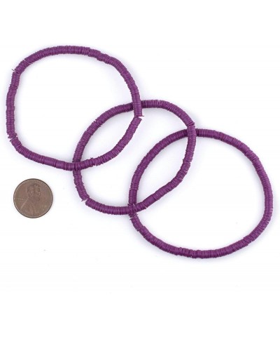 Boho Stretch Bracelet, Black - Stackable African Vinyl Heishi, Unisex for Men & Women Plum Purple $7.70 Bracelets