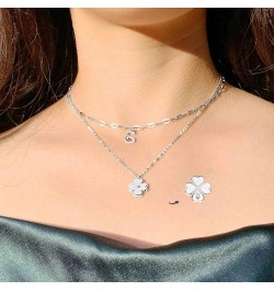 Non Tarnish Lucky Clover Flower Initial Necklaces for Teen Girls Women Trendy, Dainty Layered Cute Letter Pendant Necklace 18...